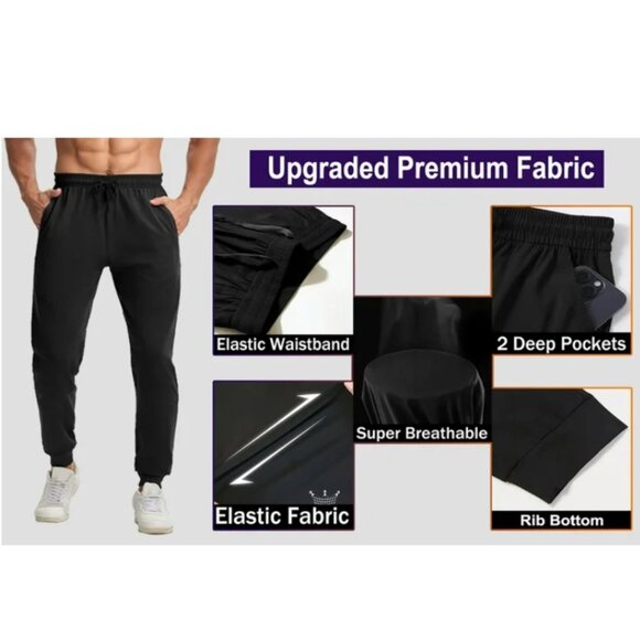 3 Pack Men's Athletic Pants Sweatpants Workout Jogger with Pockets - Picture 2 of 4